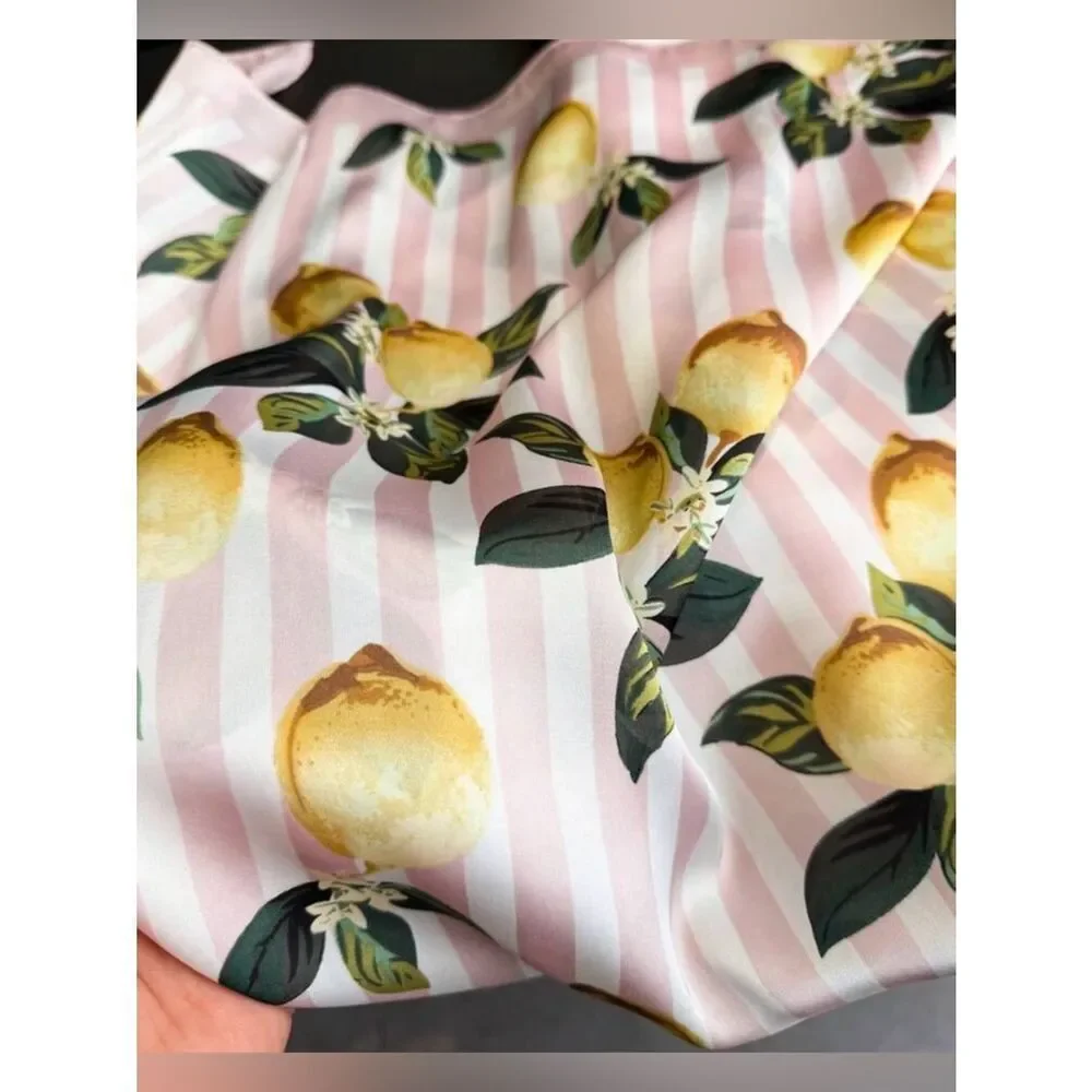 Pink Lemon Print Scarf A1874